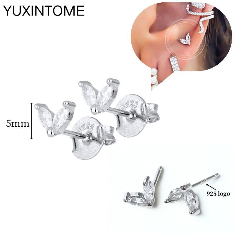 925 Sterling Silver Ear Needle Fashion Hoop Earrings White Crystal Luxury Women's Silver Earrings Wedding Women's Jewelry Gift