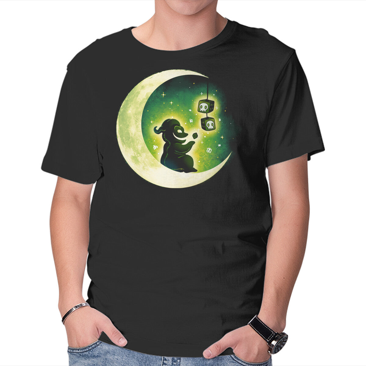 Unisex Crew Neck T-Shirt Boogie Moon Graphic Short Sleeve Casual Tee S