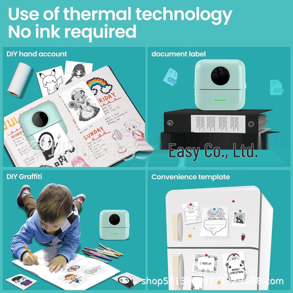 Portable Bluetooth Mini Thermal Printer: Inkless Label & Photo Printer for Students