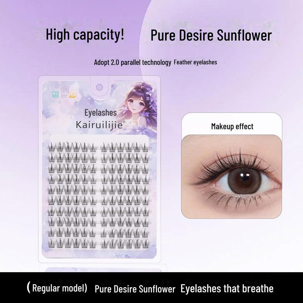 Li Ji Premium Glue-Free False Eyelashes: Natural, Fairy-Inspired, Segmented, Ultra-Fine Stem, Large Capacity.