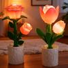 Battery Operated Flower Mini Desk Lamp Vintage Bedside Lamps Desk Lamp Cordless Table Light for Dorm Bedroom Reading