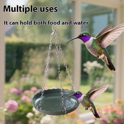 Hanging Bird Feeder Adjustable Chain Hanging Parrot Feeder Small Birds Food Tray For Patio Balcony Tree Outside Bird Supplies