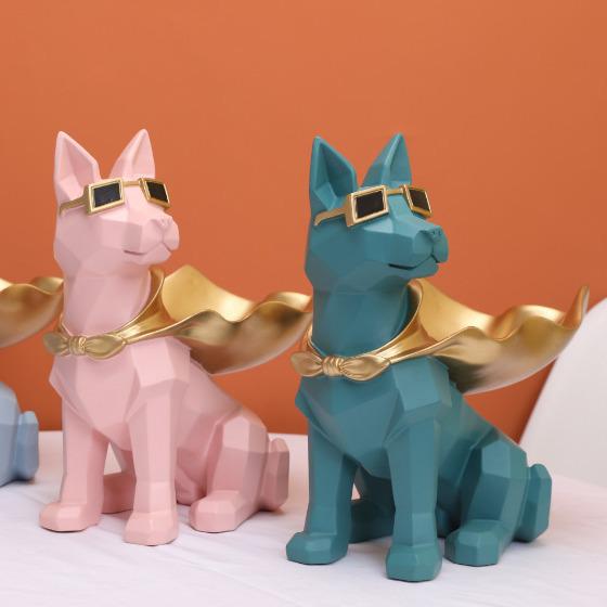 Nordic Doberman Trendy Glasses Desktop Ornament and Candy Storage for Entryway Shoe Cabinet Decor