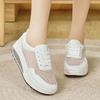 Women's Hole Sneakers Height Increase White Leather Platform Casual Summer Thick Sole Elevator Shake Shoes