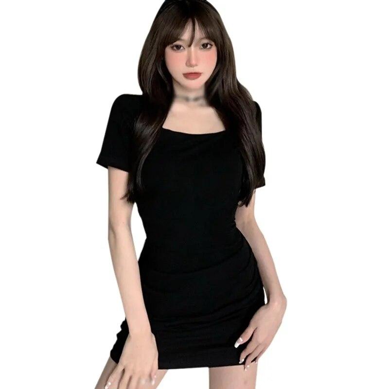 

Женские узкие платья с квадратным воротником и открытой спиной с короткими рукавами One Size