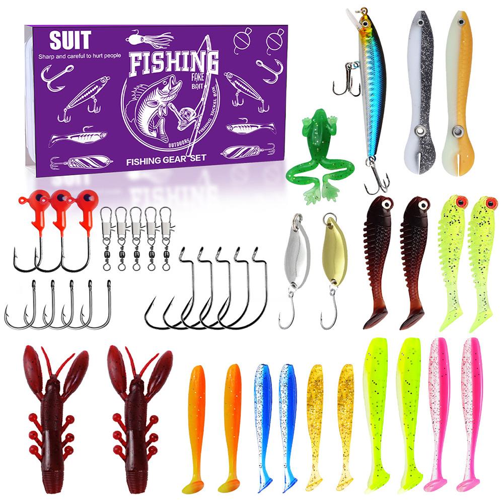 Fishing Lures Set with Jig Heads Hooks Soft Worm Bait Lures for Bass Pike Crank Accessories