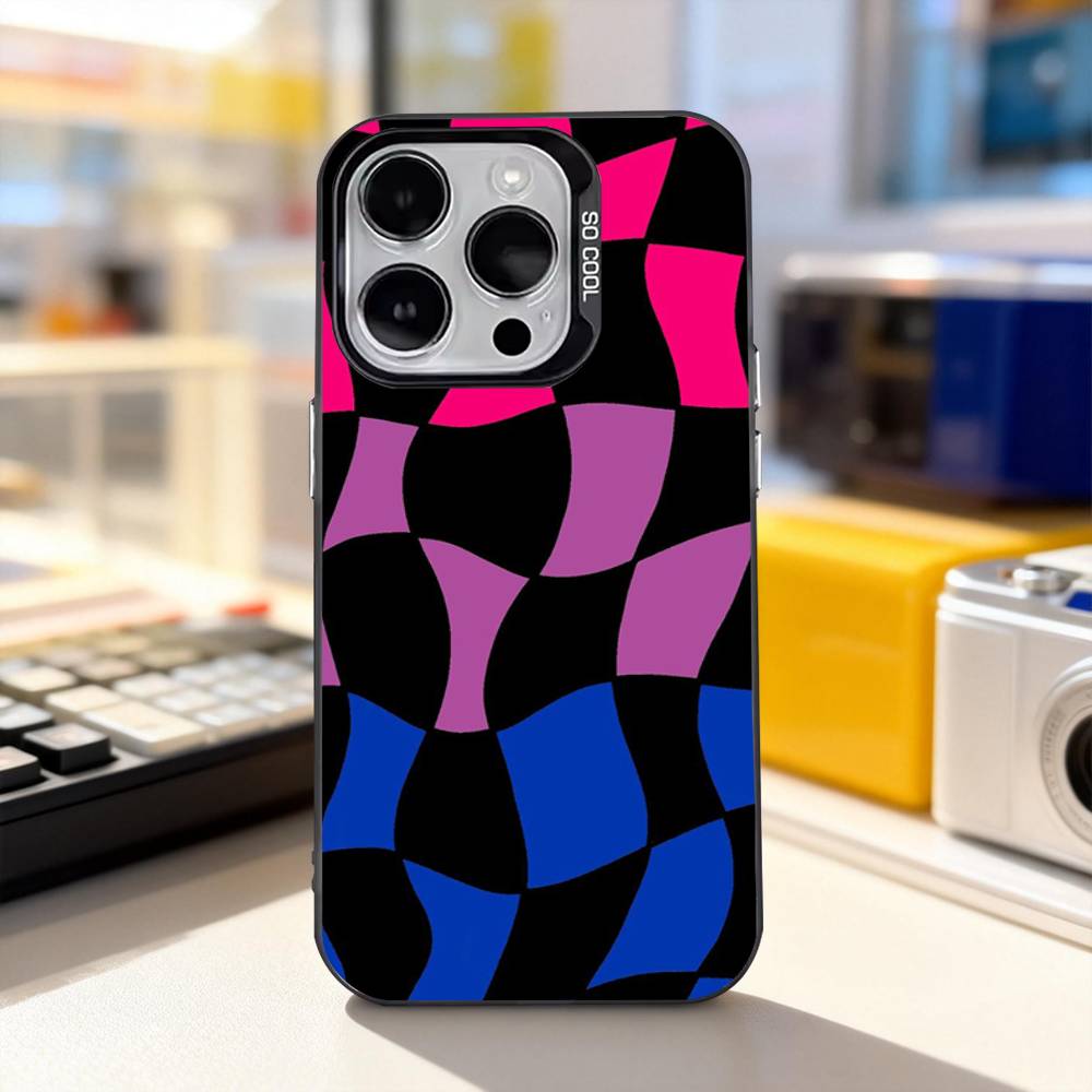 checkerboard chess board Phone Case For iPhone 11,12,13,14,15,16,17,Pro,Max,Plus,E,Air,Mini IMD Matte Black