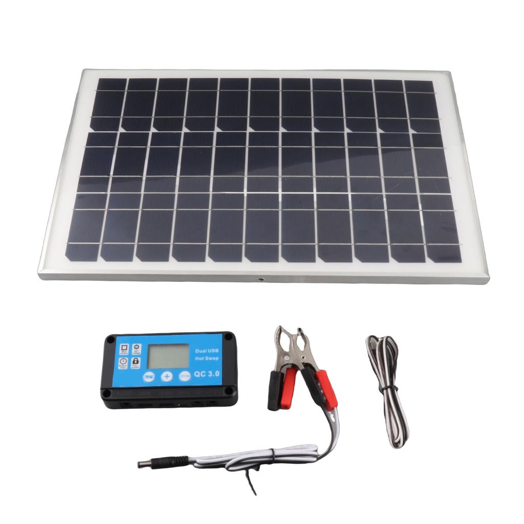 100W Solar Panel Kit Monocrystalline Solar Module with Waterproof 20A 12V 24V Controller for Car Camping