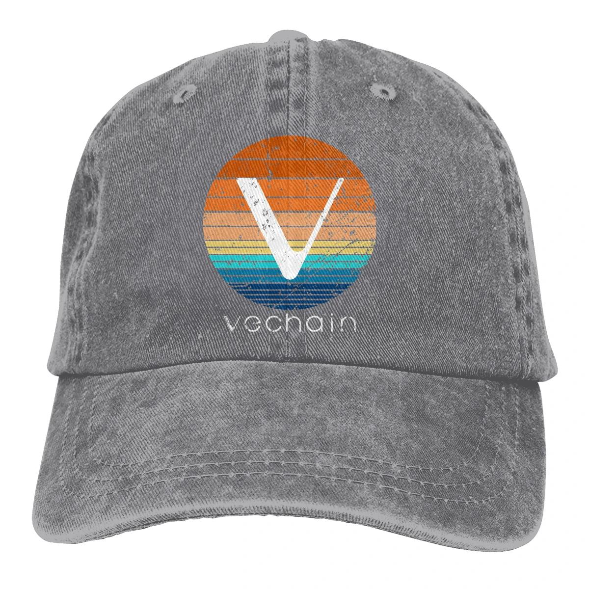 Криптовалюта DeFi Crypto Vintage Sunset Бейсболка Мужская VeChain Coin VET Crypto Кепки цвета Женские летние кепки Snapback Adjustable серый