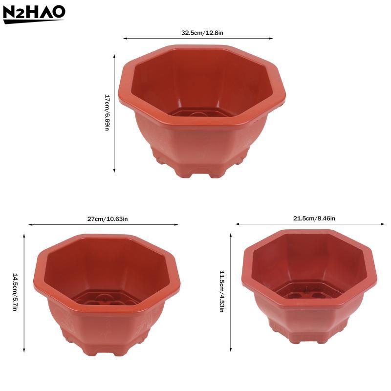 1PCS  Hexagonal Plastic Flowerpot Reusable Bonsai Special Green Plant Classical Indoor Garden Decor Succulent Plants Planting