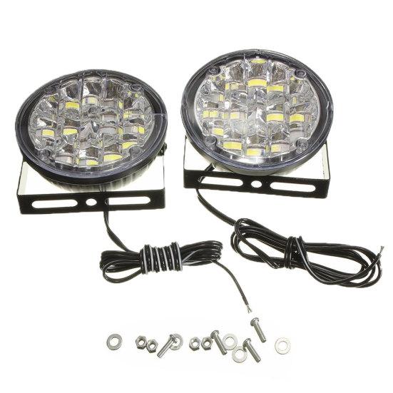 2Pcs 12V 18LED Fog Lamp Car Vehicle Driving Round DRL Daytime Running Light