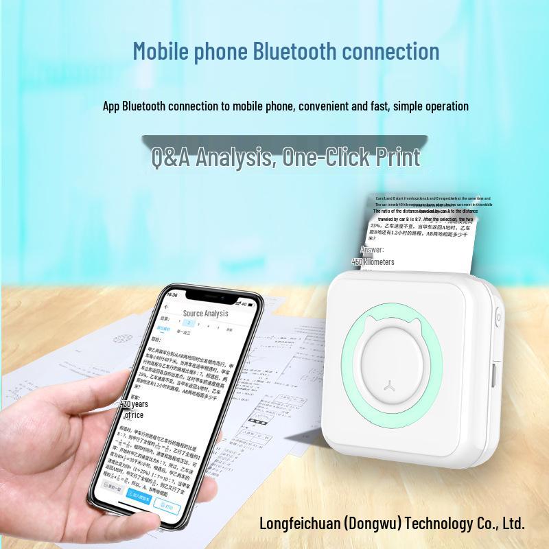 Imprimantă termică mini wireless compactă pentru etichete și fotografii, pentru utilizare mobilă și studenți