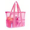 Netz-Strandtasche mit Reißverschluss, großes Fassungsvermögen, Strandtasche, faltbares Design, wasserdicht, sanddicht, Pooltasche mit Fächern