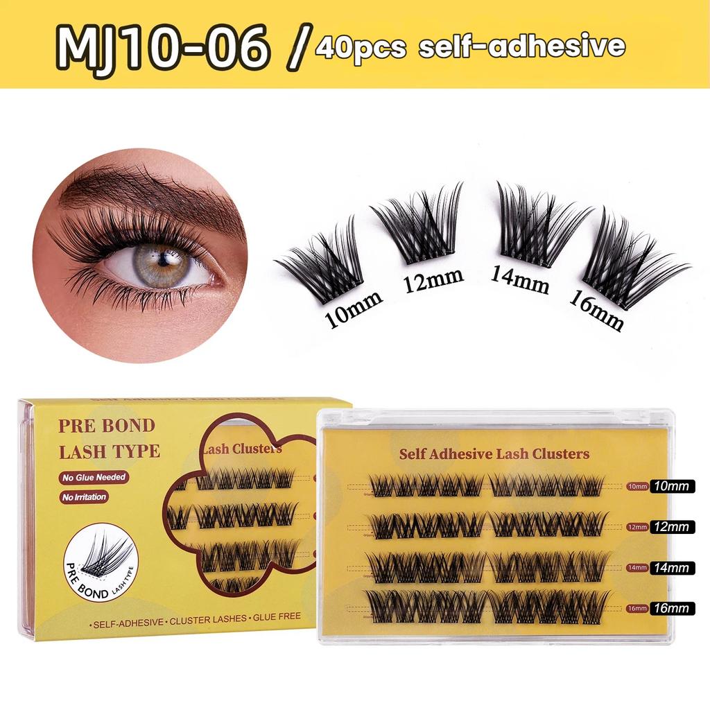 False Eyelashes - Glue-Free DIY Segmented Lashes, Formaldehyde-Free, Voluminous & European Curl, Self-Adhesive Makeup