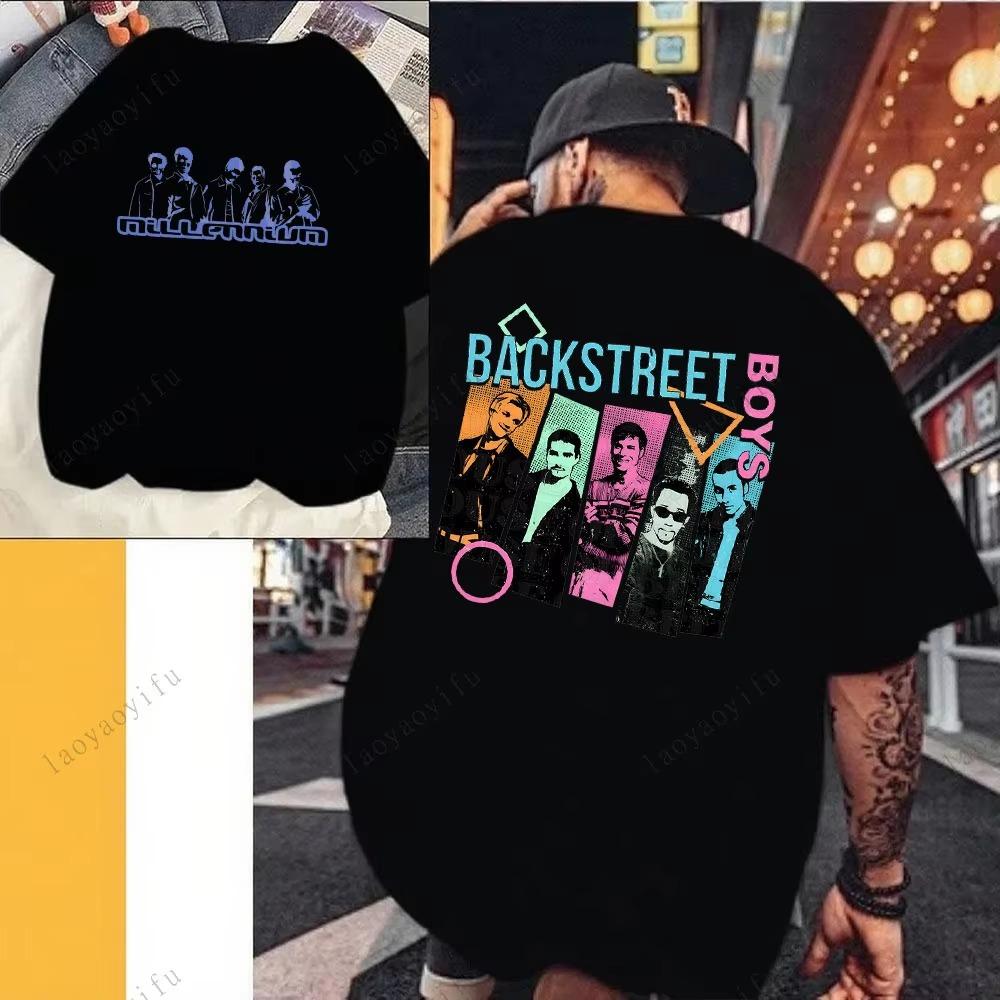 Fashion Backstreet Boys Millennium Tour 2025 Music Unisex  Tops Vintage T Shirt Men Women Trend Y2k Short Sleeve T-shirts