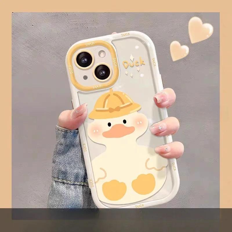 Case For iPhone 16 Pro max 15 14 12 13 11 Pro Max XS X XR 7 8 Plus  cover fat duck Cute Cat Soft Y2K Flower iPhone 13