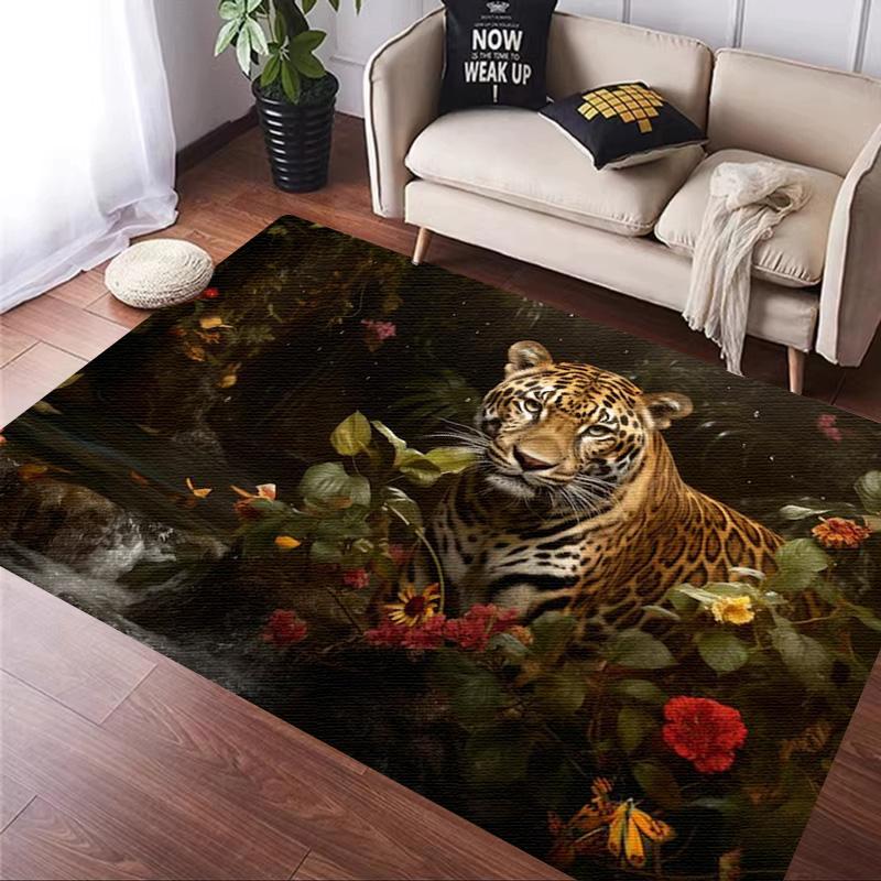 Rose leopard print carpet African cheetah room decoration Large Area Rugs Living Sofa Doormat Non Slip Hallway Balcony Floor Mat