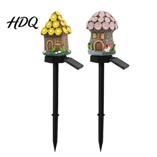 Solar Pathway Lights Mushroom Lights House Statue Fairy Cottage Garden Stake Light Waterproof Outdoor Landscape for Yard Patio Lawn Decorative