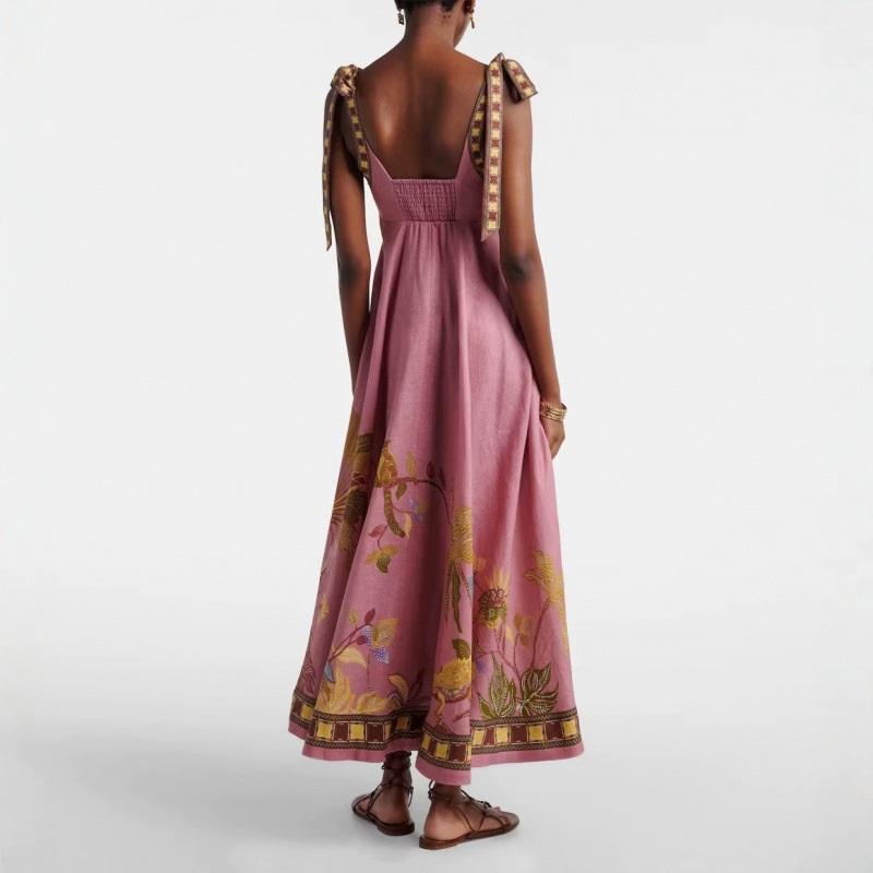Rochie Maxi cu Bretele Legate la Umeri pentru Femei, Imprimeu Floral, Talie Empire, Rochie de Soare pentru Vacanță de Vară pe Plajă