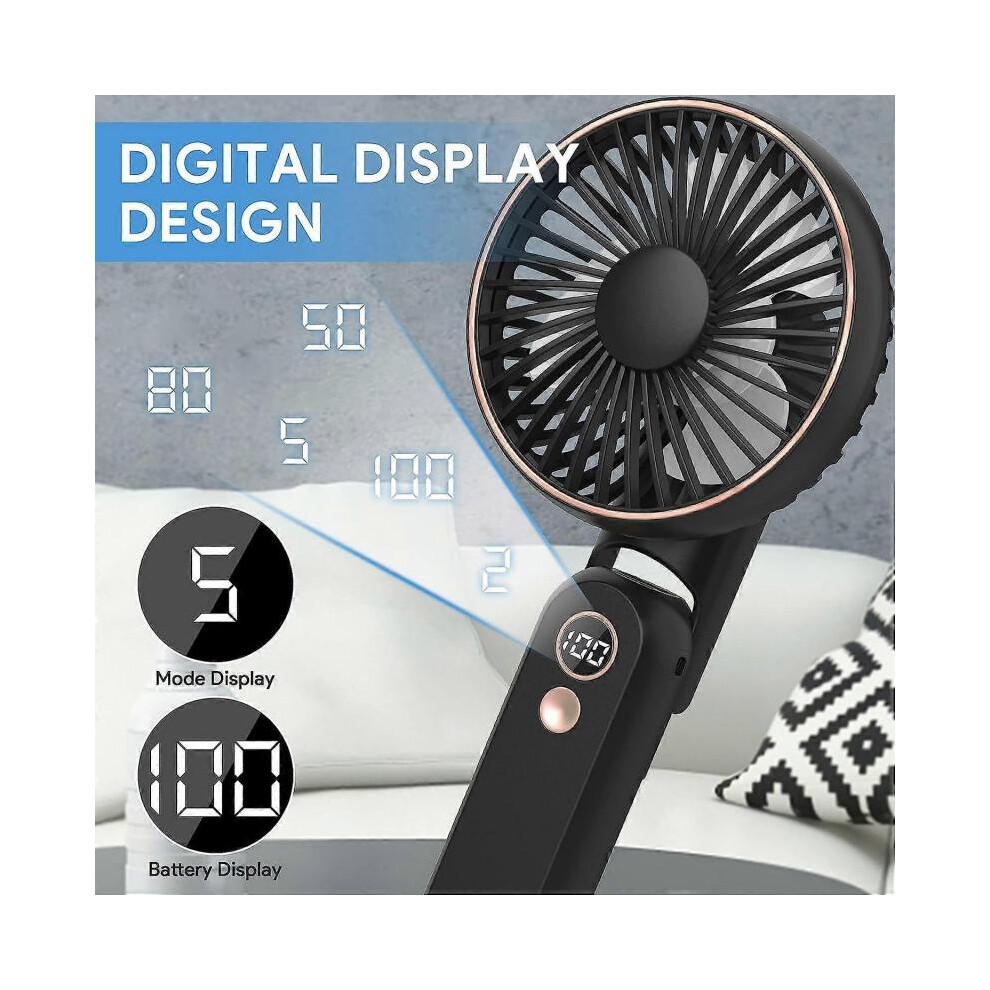 Portable Handheld Fan, USB Desk Fan Mini Electric Desktop Desk Fan Rechargeable Battery Powered Handheld Fan(Black)