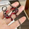 Red Crescent Asymmetrical Tassel Earrings, Niche Personality High-End Sweet And Cool Style Ear Accessories