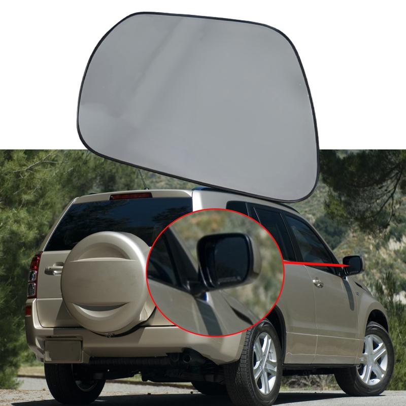 Heated Side Mirror Glass Door Wing Rearview Mirror with Base Plate for Suzuki Grand Vitara 2005-2015 8474078K30000 White Glass