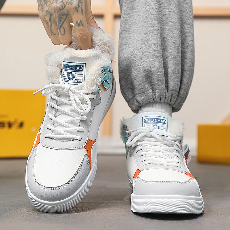 Pánské sportovní boty ležérní streetový styl kožešina běžecké tenisky boty pro studenty nadměrné zimní boty vysoké