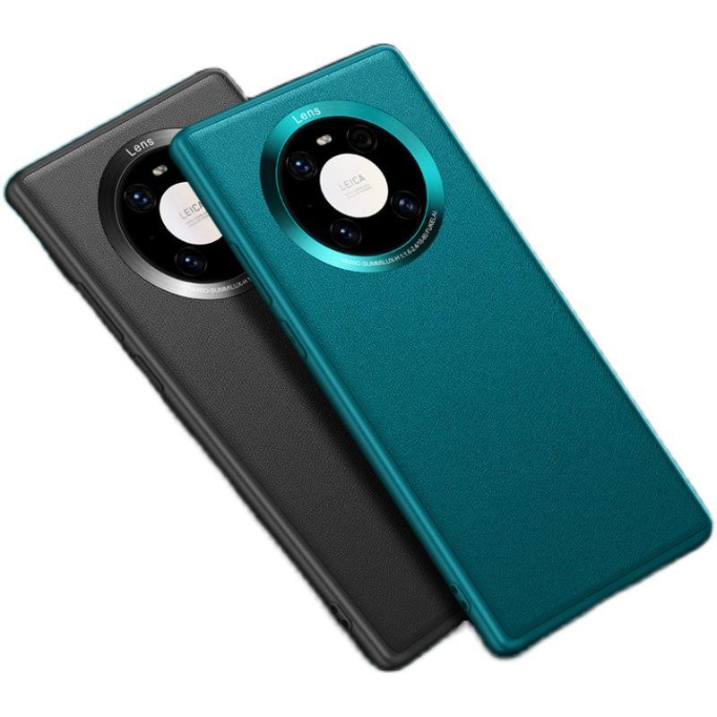 Fashionable and Suitable Huawei Mate40pro+ Mobile Phone Case Full-inclusive Anti-fall Simple Business Men's Plain Leather Protective Case