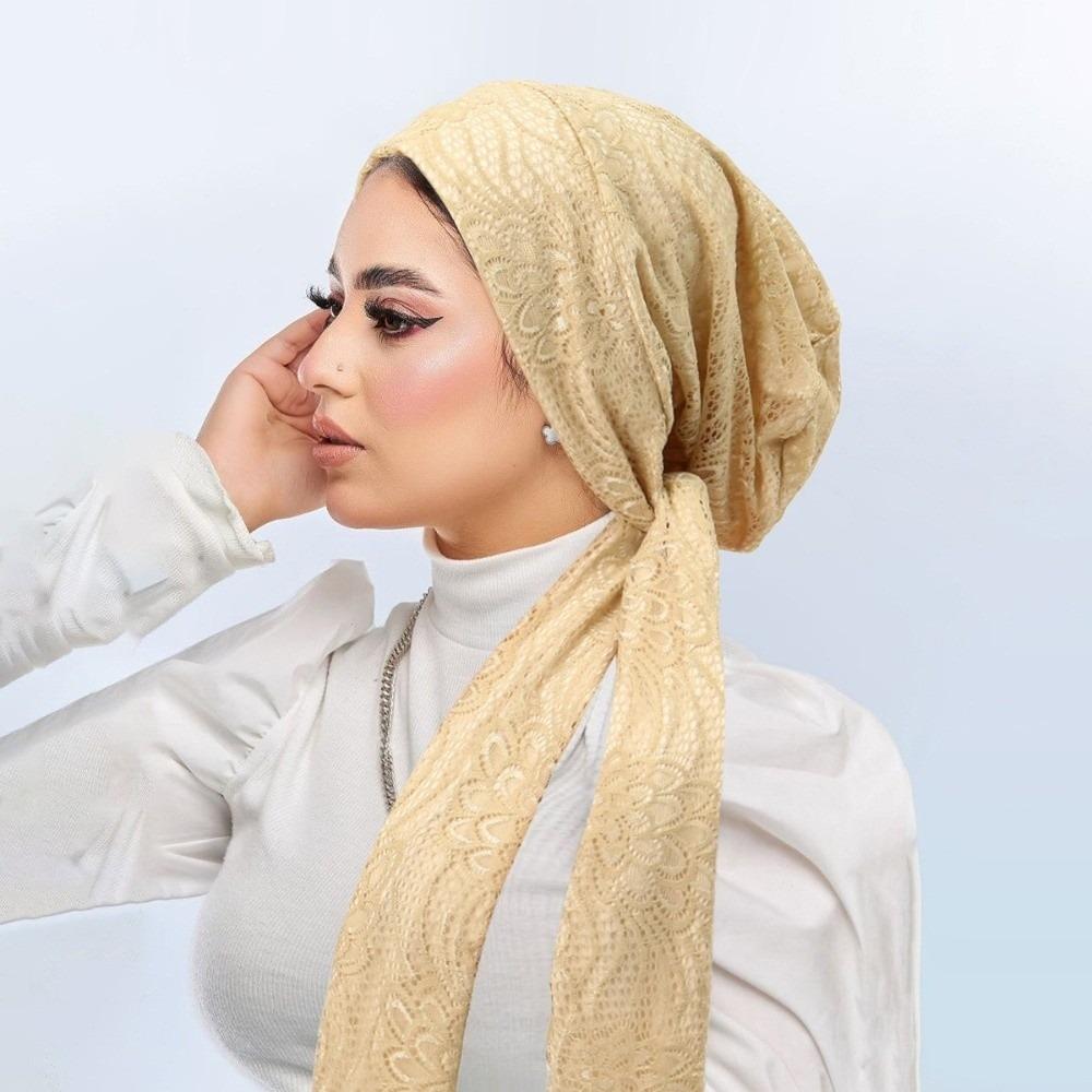 Soft Stretch Lace Women Hijabs Headscarf Lady Bandana Caps Fashion Muslim Turban Hats