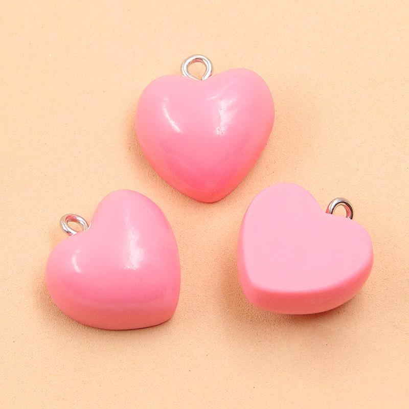 9-Color Geometric Heart Resin Charms: 17x18mm for Bags, Necklaces, Bracelets, Phone Pendants