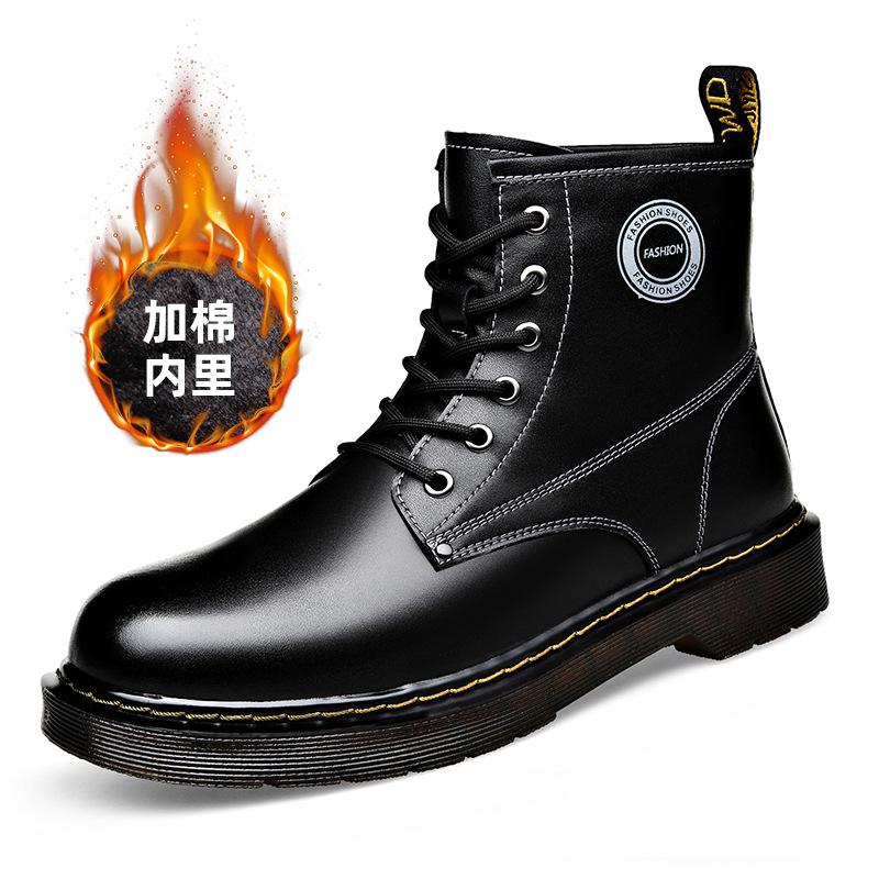 Fashion Autumn Winter Genuine Leather Platform Boots for Men Fashion Casual New Designer Add Fleece Warm TPR Male Ankle Boots Shoes