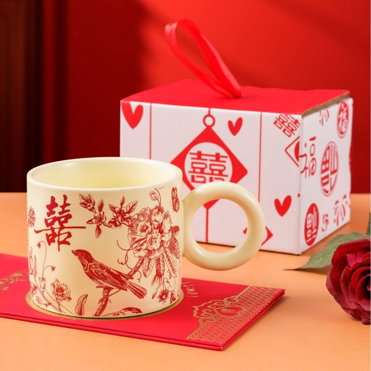 

Holiday cup wedding gift for girlfriends, friends, souvenirs, high-end practical ceramic cup gift 101-200ml