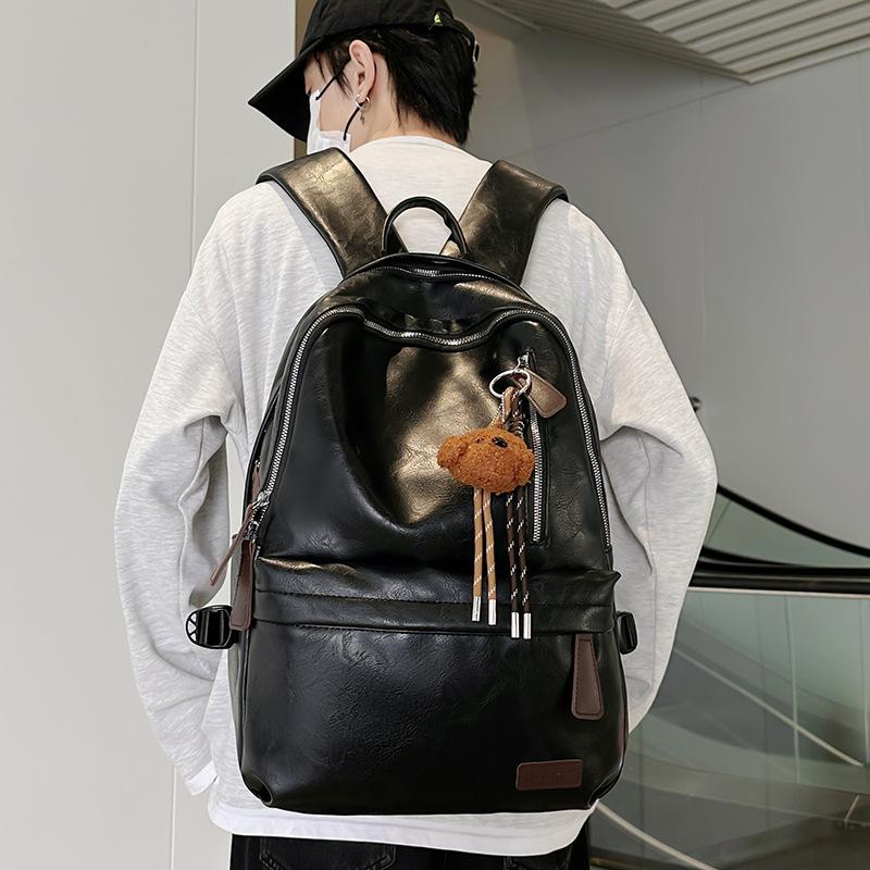 Schoolbag Backpack Women's 1011 New Retro Leather Schoolbag Female College Student High School Student Simple Commuter Backpack Tide