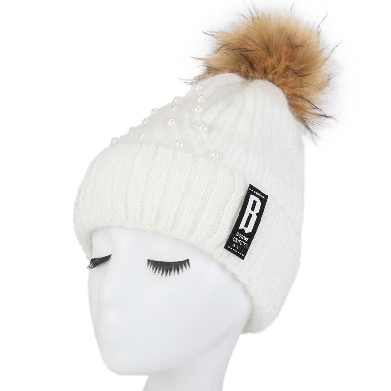 ZHENYUEQI Winter Plush Knit Pom-pom Hat One Size