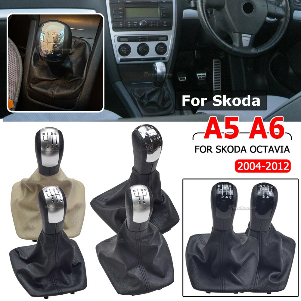 For Skoda Octavia 2 A5 A6 2004-2013 Manual 5/6 Speed Car Gear Stick Shift Knob Shifter Lever Hand Ball Leather Gaiter Boot Cover