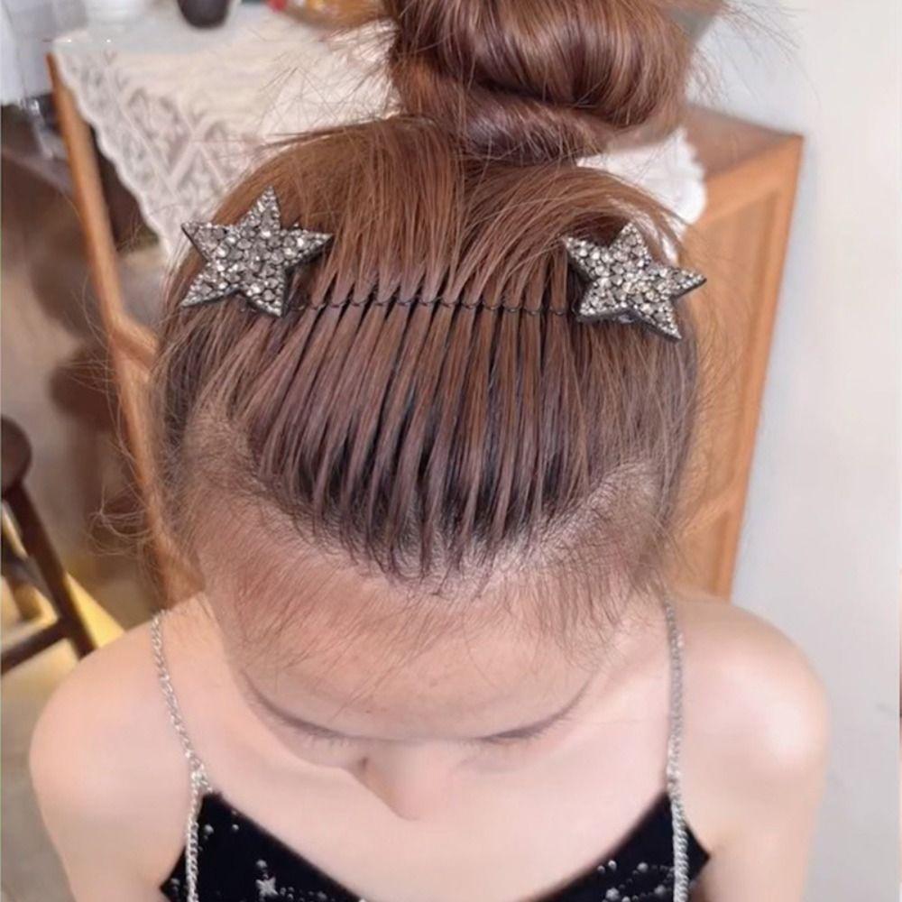 Rhinestone U Shape Hair Styling Comb Butterfly Spring Hair Comb Invisible Extra Hair Holder  Girls