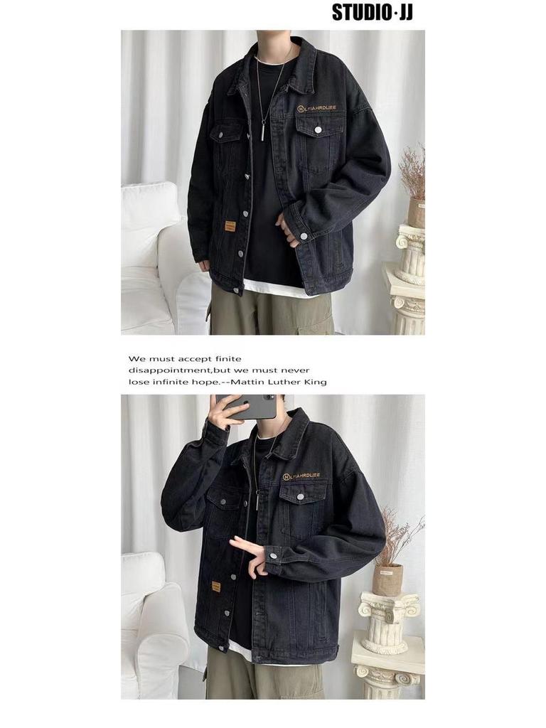 Men's Plus Size Denim Jacket - Fat-Friendly, Loose, Trendy Student Style