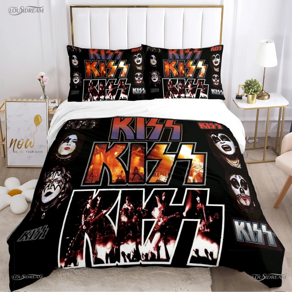 Kiss Band Rock Music All Season Duvet Cover Comforter Bedding Set Soft Quilt Cover And Pillowcases Teen Single/Double/Queen/King