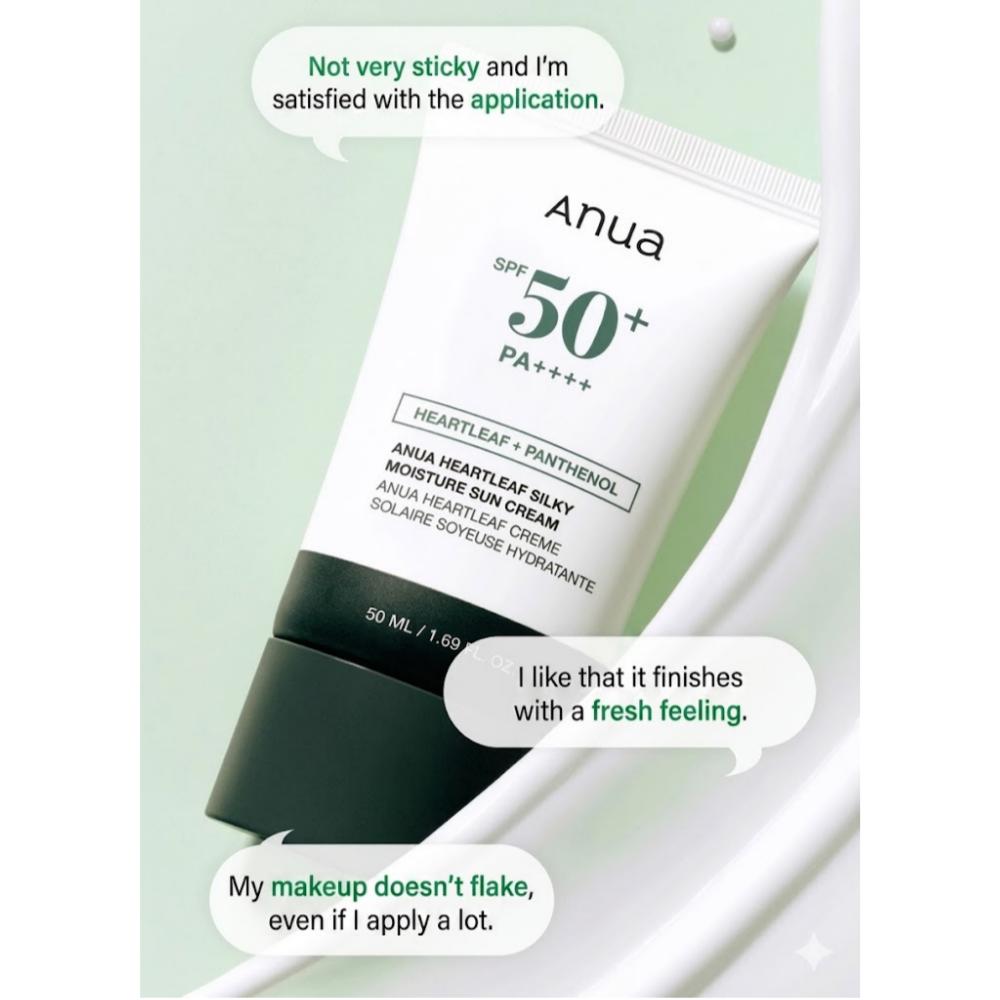 Anua Heartleaf + Panthenol Silky Moisture Sun Cream (Sunscreen) SPF50+ PA++++ 50ml
