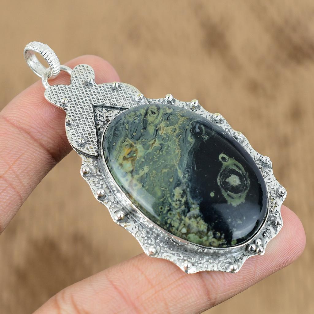 Gift For Women Pendant 925 Sterling Silver Natural Kambaba Jasper Gemstone