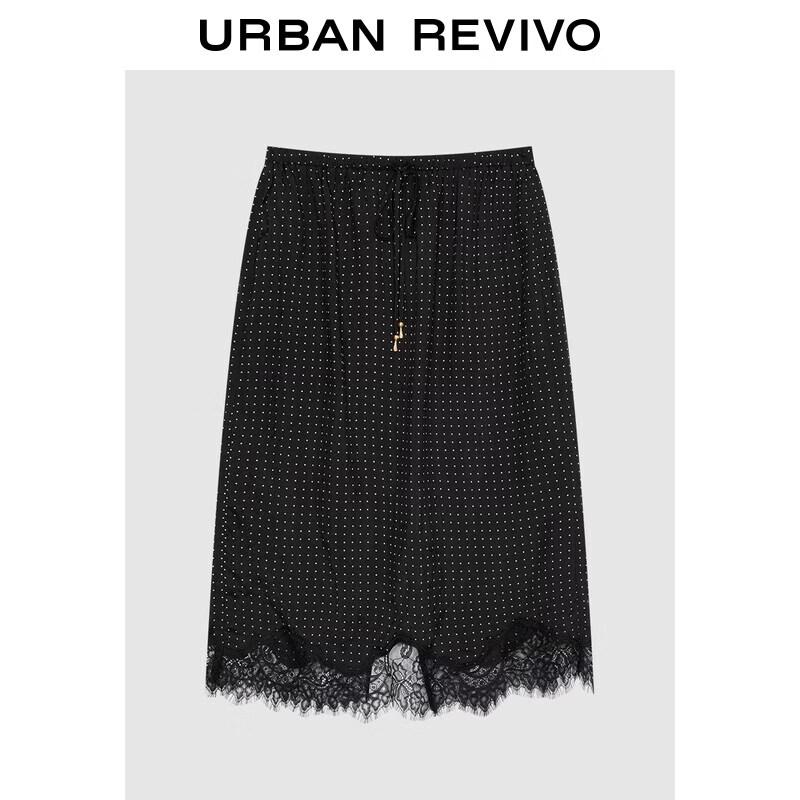 UR2026 Women s Polka Dot Lace Hem Skirt L
