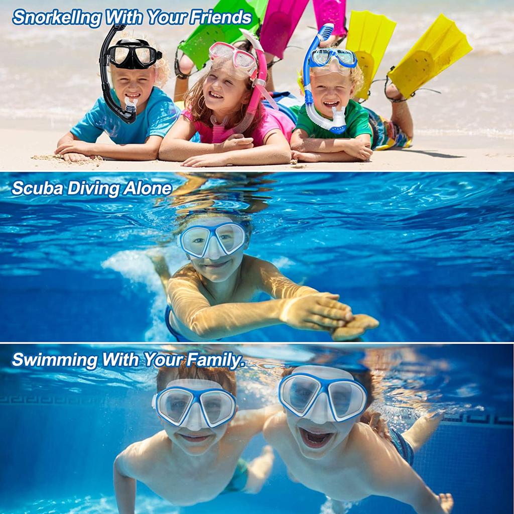 Comfort Silicone Kids Swimming Mask Gear - Dry Snorkelling Tube Children Scuba Diving Goggles Snorkel Set for Child