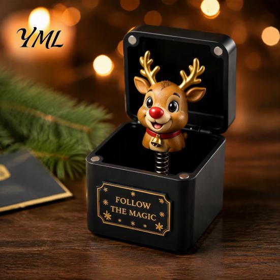 Christmas Themed Surprise Boxes Magic Gift Box, Spring-Loaded Pop-Up Holiday 3D Santa Seasonal Gifts Claus Snowman Angel Elk Trick Box for Xmas