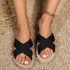 Fashion Women Slippers Open Toe Retro Wedge Slippers 2025 New Anti-slip Sandals Casual Lightweight Flat Shoes Women Home Slides Women