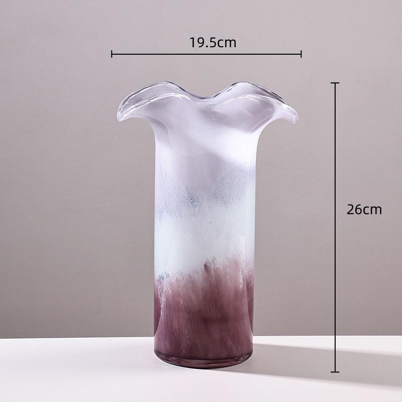 Purple Wavy Vase Wave Edge Color Gradient Flower Vase Flower Arrangement Accessories Hydroponics Terrarium Home Decoration