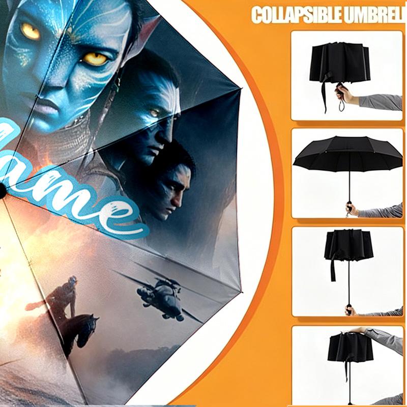 Custom Name Personalized Avatar Print Umbrella, Auto Open Close, 8‑Rib Sturdy Frame, Commute Camping Hiking Use, Birthday Gift