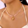 Stylish Acrylic Sun Pendant Bohemian Necklace Versatile Layering Jewelry Accessory For Casual Or Formal Outfits