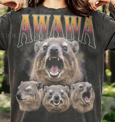 Awawa Felsenhirsch Tierliebhaber Comfort Colors® T-Shirt, Wildtiere Natur Retro 90er Vintage Bootleg Style Schreiender Procavia Capensis Tee