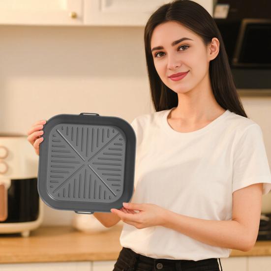 Silicone Air Fryer Liner Round Square Foldable Mat for Baking Food-Grade Basket Non-Stick Heat Resistant Air Fryer Accessories