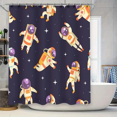 Space-themed Astronaut Printed Waterproof Shower Curtain Suitable for Home Decoration In Bathroom or Kitchen, Available On AliEx